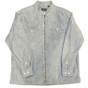 Orvis Denim Full Zip Denim Casual Shirt Jacket Shacket 100% Cotton Size XL